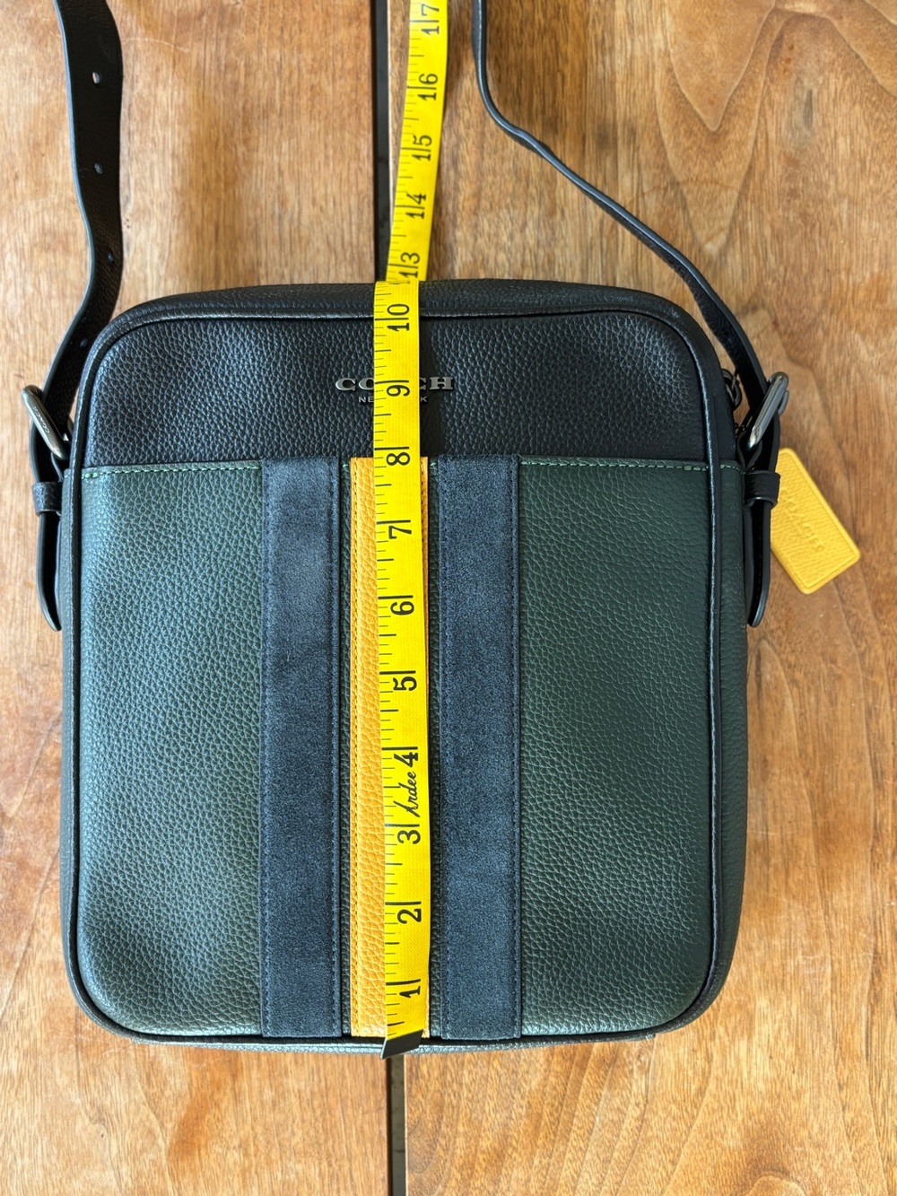 COACH Hudson Crossbody 21 Varsity Stripe Leather Messenger Bag - Picture 7 of 16